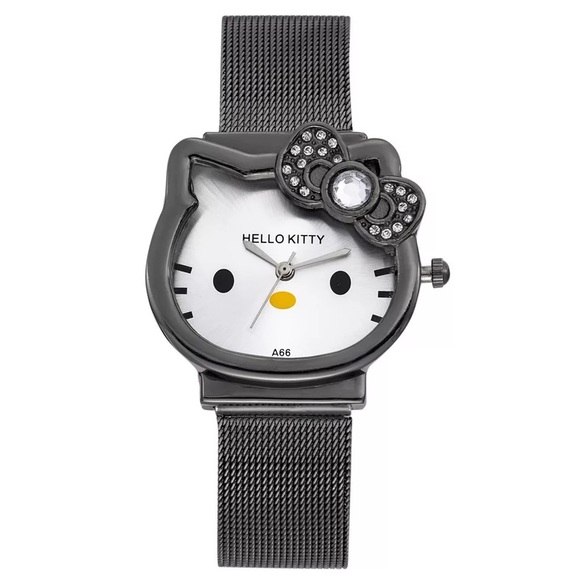 HELLO KITTY GUN METAL MESH STRAPS WATCH - NEW - Picture 1 of 10